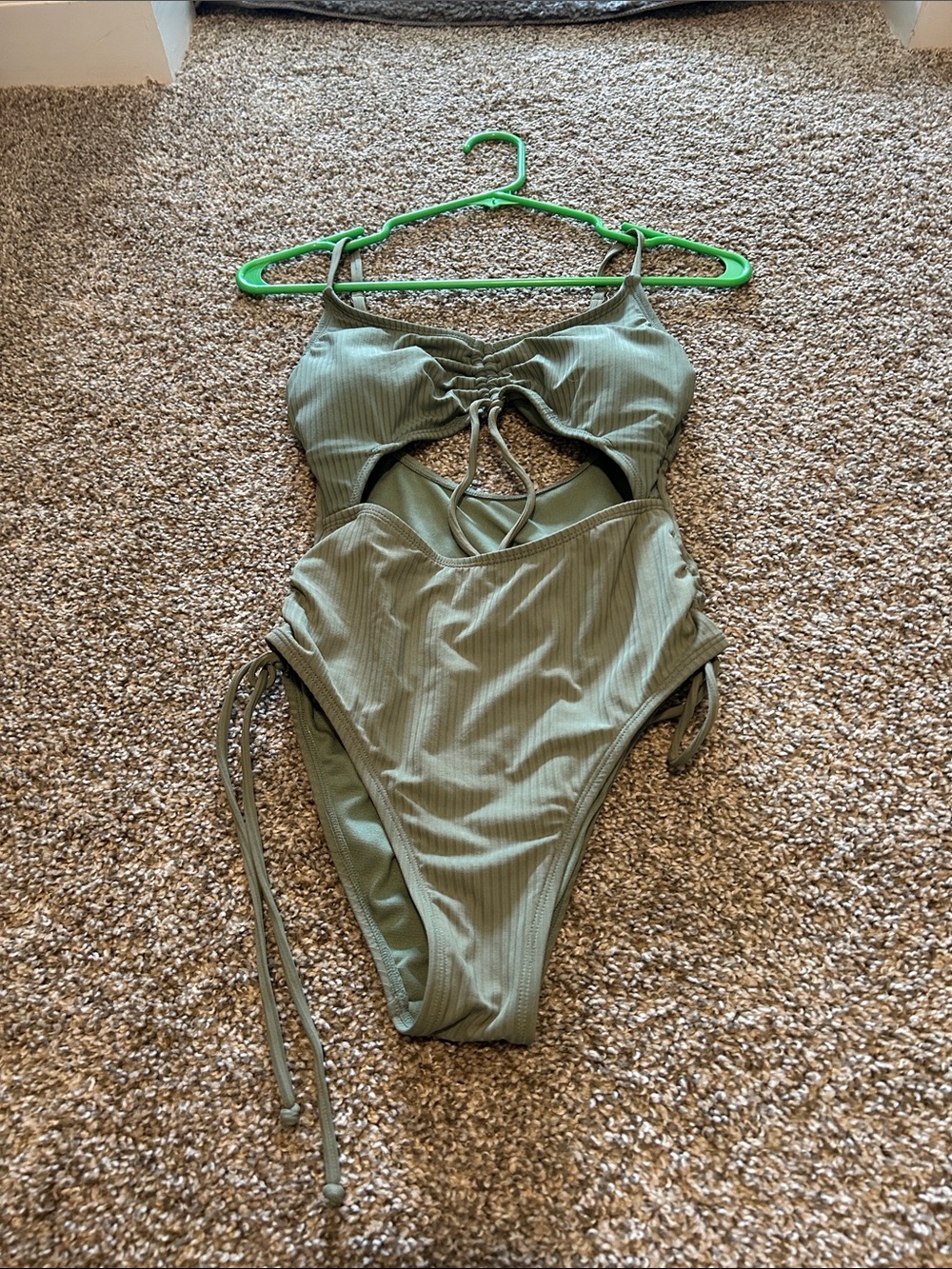 Never worn- new -Salt + Cove Olive Green Ribbed One-Piece Swimsuit